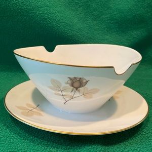 Vintage Rosenthal Shadow Rose Gravy Boat Plate